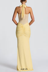 Vixen pleated bandage Maxi Dress - Lemon