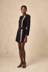 sylvia Crystal Embellishment Side Slit Skirt & Top Set