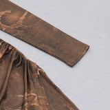 HOLLOW LEOPARD OUT MIDI DRESS IN BROWN styleofcb 