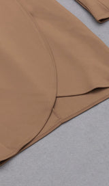 STRETCH LONG SLEEVES MINI DRESS IN PARCHMENT styleofcb 