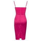 SATIN STRAPY COREST DRESS IN RED-styleofcb