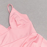 SATIN STRAPY SPLIT MIDI DRESS IN PINK-styleofcb