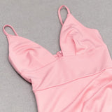 SATIN STRAPY SPLIT MIDI DRESS IN PINK-styleofcb