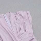 DEEP V-NECK SMALL FLYING-SLEEVED HIGH-RISE DRESS IN LIGHT PURPLE styleofcb 