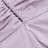 DEEP V-NECK SMALL FLYING-SLEEVED HIGH-RISE DRESS IN LIGHT PURPLE styleofcb 