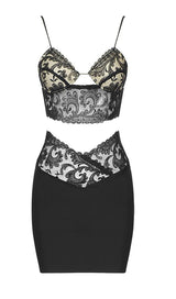 TWO-PIECE LACE BANDAGE MINI DRESS IN BLACK Dresses styleofcb 