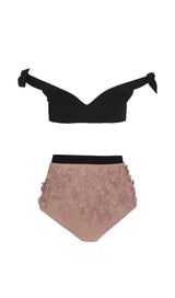 PINK EMBOSSED FLOWER SWIMSUIT Swimwear Oh CICI 