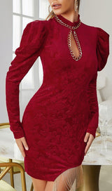 WINE RED CHINESE STYLE DARK GRAIN MINI DRESS styleofcb 