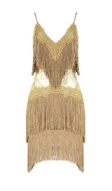 TASSEL LACE MINI DRESS IN PINK Dresses styleofcb XS BROWN 