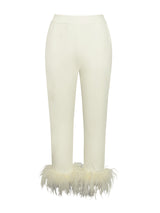 CREAM WHITE BLAZER SUIT WITH FEATHER TRIM Bottoms styleofcb 