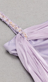 SATIN CRYSTAL MIDI DRESS IN LILAC GRAY DRESS styleofcb 