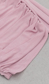 SEQUIN RUCHED MINI DRESS IN ROSE PINK DRESS styleofcb 