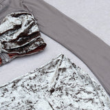 PERSPECTIVE VELVET BREAST TOP SUIT IN SILVER GRAY styleofcb 