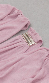 SEQUIN RUCHED MINI DRESS IN ROSE PINK DRESS styleofcb 