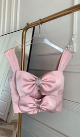 BOW-EMBELLISHED TWO-PIECE SUIT IN PINK styleofcb 