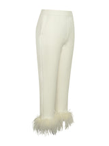 CREAM WHITE BLAZER SUIT WITH FEATHER TRIM Bottoms styleofcb 