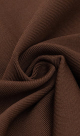 BROWN MESH STITCHED SEXY SKINNY MIDI DRESS Dresses styleofcb 