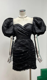 PUFF SLEEVE MINI DRESS Dresses styleofcb XS BLACK 