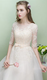 SWEET BRIDEMAID LACE HALF SLEEVES MAXI DRESS IN WHITE styleofcb 