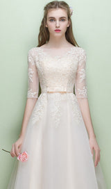 SWEET BRIDEMAID LACE HALF SLEEVES MAXI DRESS IN WHITE styleofcb 