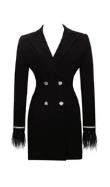 FEATHER BACKLESS SUIT MINI DRESS Dresses styleofcb S BLACK 