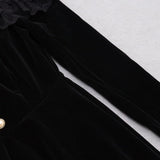 VELVET LACE ONE PIECE NECKLINE VINTAGE MIDI DRESS IN BLACK styleofcb 