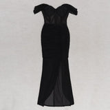 LACE BANDEAU RUCHED DRESS IN BLACK DRESS styleofcb 