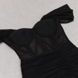 LACE BANDEAU RUCHED DRESS IN BLACK DRESS styleofcb 