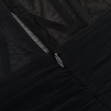 LACE BANDEAU RUCHED DRESS IN BLACK DRESS styleofcb 