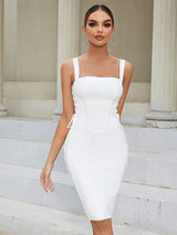 STRAPY HIP WRAP MIDI DRESS IN WHITE-styleofcb