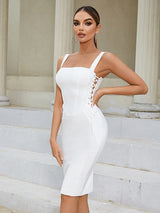 STRAPY HIP WRAP MIDI DRESS IN WHITE-styleofcb