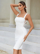 STRAPY HIP WRAP MIDI DRESS IN WHITE-styleofcb