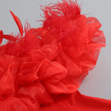 OFF-SHOULDER PUFFY FLOWER MINI DRESS IN RED DRESS STYLE OF CB 