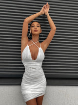 BANDEAU SATIN SUSPENDER MINI DRESS IN WHITE DRESS styleofcb 