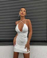 BANDEAU SATIN SUSPENDER MINI DRESS IN WHITE DRESS styleofcb 