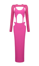 CUT OUT HIP WRAP MIDI DRESS IN PINK DRESS styleofcb 