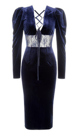 LONG SLEEVE LACE BANDAGE DRESS IN NAVY BLUE Dresses styleofcb 