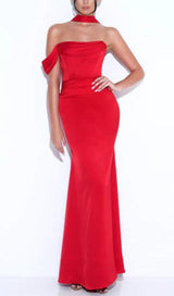 HALTER BODYCON MAXI DRESS IN RED styleofcb 