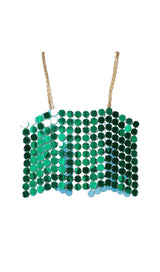 MIRRORED DISC CROP TOP IN GREEN styleofcb 