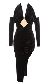 OFF SHOULDER PLEATED DRESS IN BLACK DREESES styleofcb 