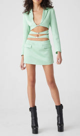 CUT OUT JACKET DRESS IN MINT GREEN DRESS styleofcb 