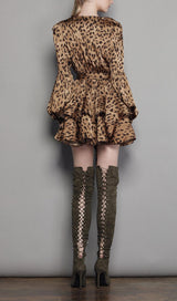 V NECK LEOPARD MINI DRESS Dresses styleofcb 
