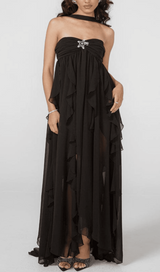 LACE IRREGULAR MIDI DRESS IN BLACK DRESS styleofcb 