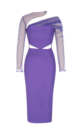 GAUZE IRREGULAR FISH BONE FANNY BELT HIP DRESS IN PURPLE styleofcb 