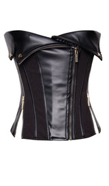 MERLINA BLACK VEGAN LEATHER BUSTIER TOP Tops styleofcb 