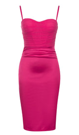 SATIN STRAPY COREST DRESS IN RED-styleofcb