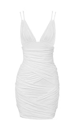 BANDEAU SATIN SUSPENDER MINI DRESS IN WHITE DRESS styleofcb 