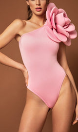 EXAGGERATED 3D FLOWER BODYSUIT IN PINK styleofcb 