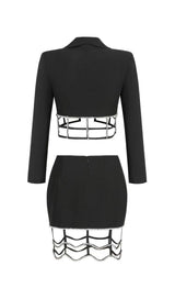 SPANDEX HEAVY RHINESTONE CUT-OUT MINI DRESS IN BLACK styleofcb 
