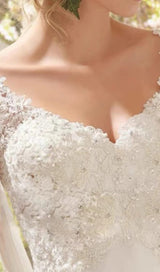 LACE CHIFFON FLOOR-LENGTH DRESS IN WHITE styleofcb 